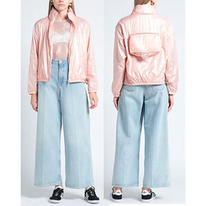Fendi Light Pink Nylon Windbreaker Jacket with Baguette Bag Women's Size XS